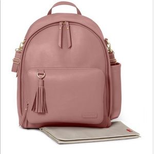 Skip hop vegan leather pink diaper backpack